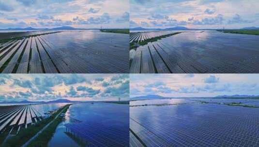 江门太阳能鱼塘光伏发电清洁能源航拍合集高清在线视频素材下载