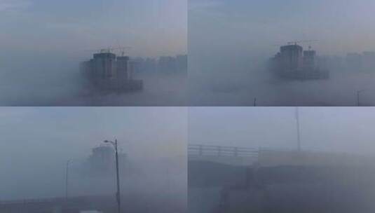 太阳升起的阴霾中的新城高清在线视频素材下载
