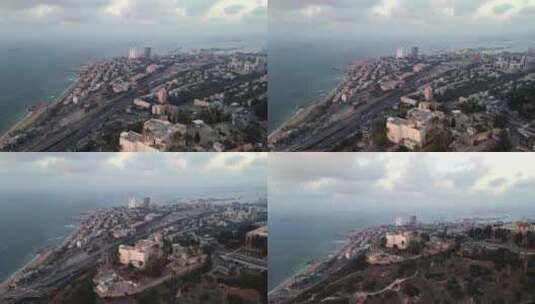 城市海湾和山丘的景色高清在线视频素材下载