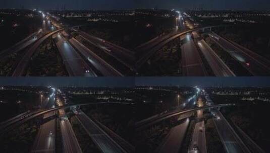 航拍上海绕城高速公路车流穿梭高清在线视频素材下载