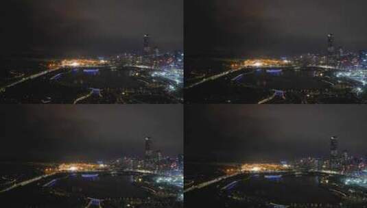 深圳南山区后海夜景航拍高清在线视频素材下载