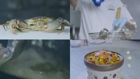 厨师烹饪螃蟹美食制作高清在线视频素材下载