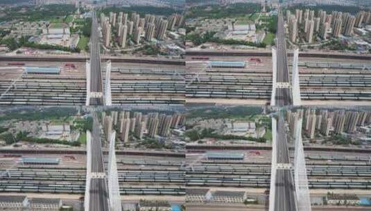江苏徐州和平大桥交通地标建筑航拍高清在线视频素材下载