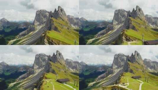 俯瞰阿尔卑斯山塞塞达山的观察点高清在线视频素材下载