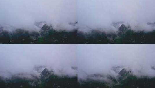 雨中航拍云雾缭绕群山山区山脉山川山峰高清在线视频素材下载