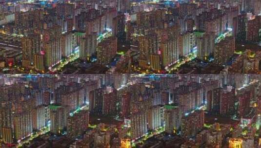 中国河南郑州城市居住区夜景航拍高清在线视频素材下载