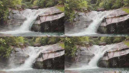江西卧龙谷倾泻的山水高清在线视频素材下载