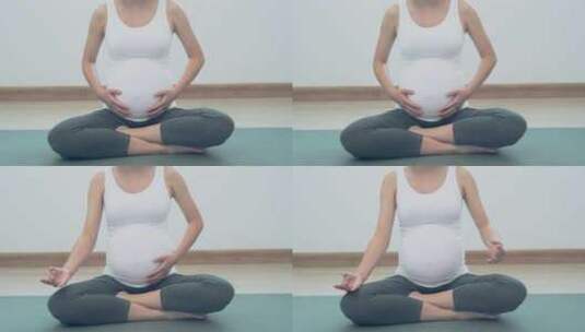 孕妇孕期妈妈做瑜伽高清在线视频素材下载