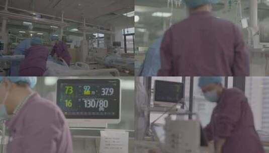 4K ICU病房医生抢救病人和护理病人高清在线视频素材下载