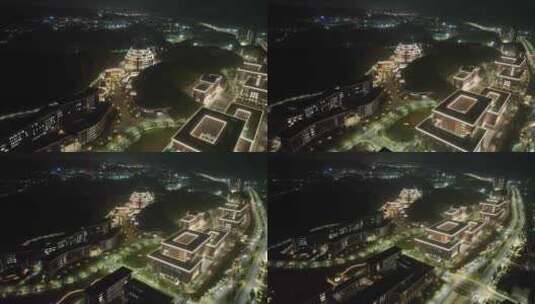 深圳光明校区中山大学夜景航拍学校建筑风光高清在线视频素材下载