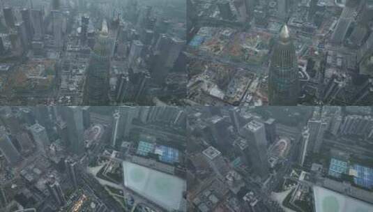 深圳南山区雾霾天航拍高清在线视频素材下载