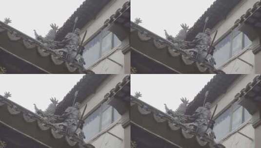 上海城隍庙 屋檐石雕高清在线视频素材下载