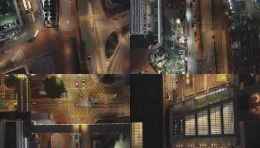香港中西区CBD夜景航拍高清在线视频素材下载