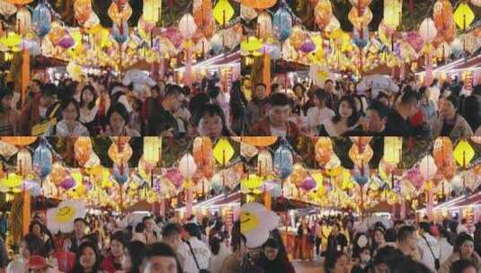 元宵节春节看灯笼的人群高清在线视频素材下载