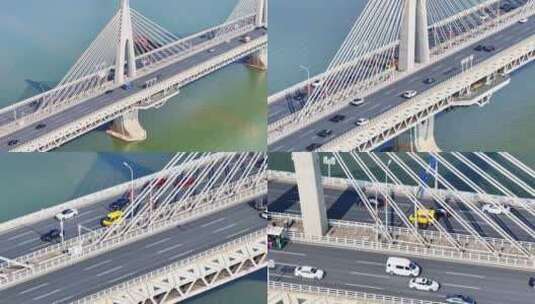南昌朝阳大桥车流航拍高清在线视频素材下载