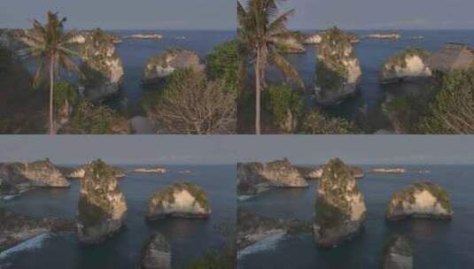 HDR印尼佩尼达岛悬崖航拍自然风光高清在线视频素材下载