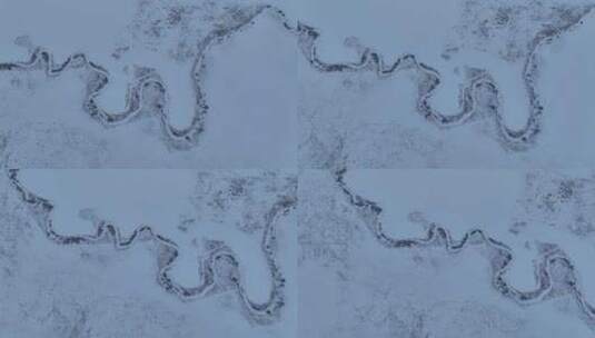 航拍内蒙古冬季雪原特泥河高清在线视频素材下载