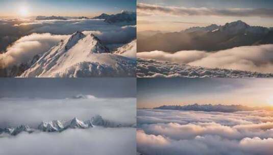 雪山山峰山脉意境风景3高清在线视频素材下载