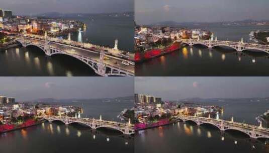 兴盛大桥 车流夜景航拍高清在线视频素材下载