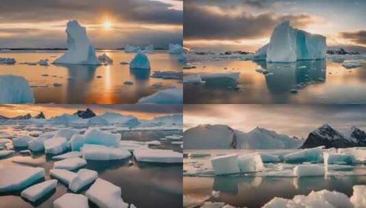 南极北极冰川融化气候变暖高清在线视频素材下载