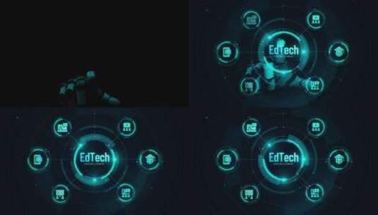 EdTech教育技术机器人触摸屏高清在线视频素材下载