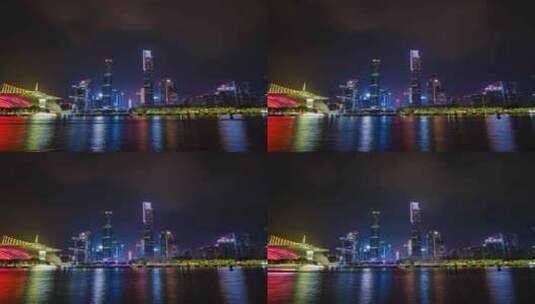 广州珠江新城花城广场夜景高楼大厦高清在线视频素材下载