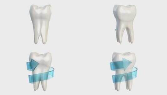 牙齿旋转，行隔离在白色上。牙齿保护和清新高清在线视频素材下载