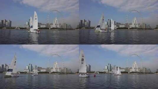 深圳前海湾帆船宝安南山CBD乘风破浪高清在线视频素材下载