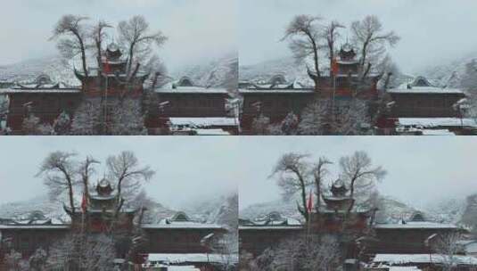 阿坝州松潘古城雪景素材高清在线视频素材下载