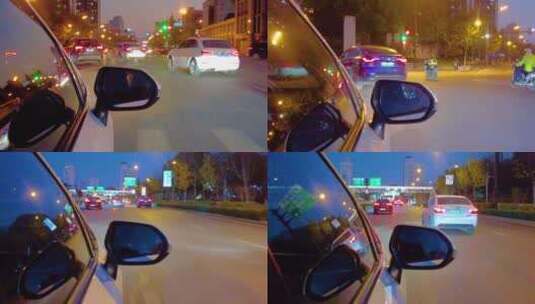 夜晚汽车在马路上行驶夜景视频素材高清在线视频素材下载