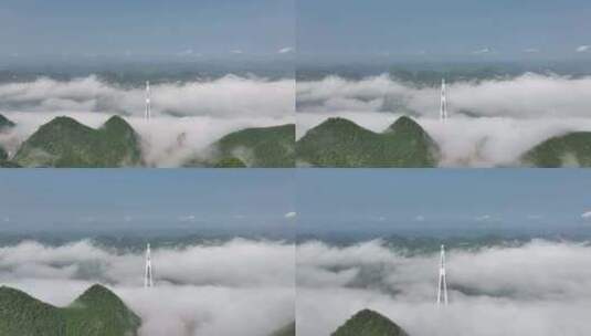 平塘大桥平流雾航拍高清在线视频素材下载