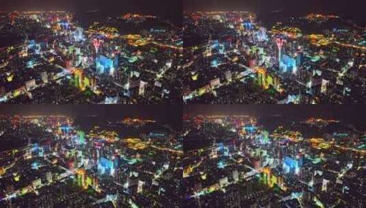 甘肃兰州城市夜景HDR航拍高清在线视频素材下载