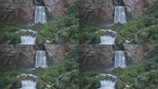 贵州清镇羊皮洞瀑布航拍高清在线视频素材下载
