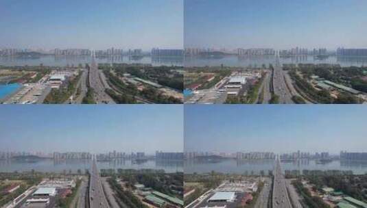 湖南长沙三汊矶大桥航拍高清在线视频素材下载