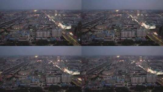 河南漯河城市夜幕降临航拍高清在线视频素材下载