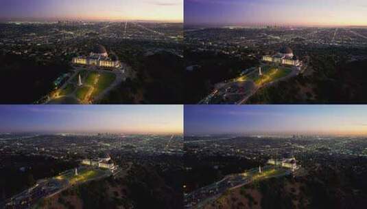 美国加州洛杉矶城市夜景 格里菲斯天文台高清在线视频素材下载