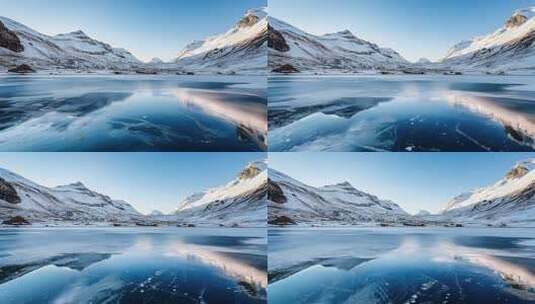 冰川雪山湖泊冻结蓝天白云户外风景自然风光高清在线视频素材下载