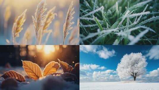 冬季唯美雪景城市雪景冬日景色冬天下雪雾凇高清在线视频素材下载