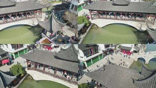 昆山巴城老街航拍江南水乡古镇风貌高清在线视频素材下载