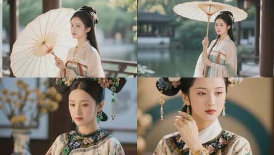 古代美女古风美女汉服古装高清在线视频素材下载