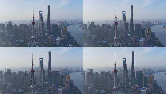上海航拍陆家嘴城市地标日出高清在线视频素材下载