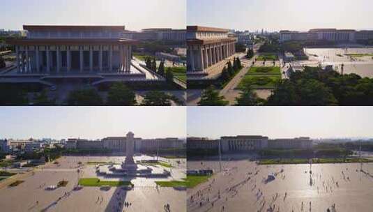 航拍人民英雄纪念碑广场高清在线视频素材下载