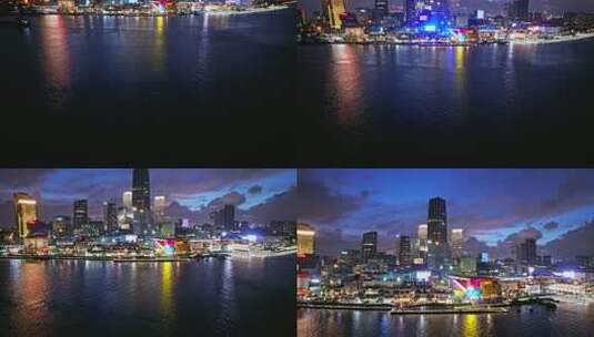 上海徐汇滨江西岸艺术中心CBD夜景航拍高清在线视频素材下载