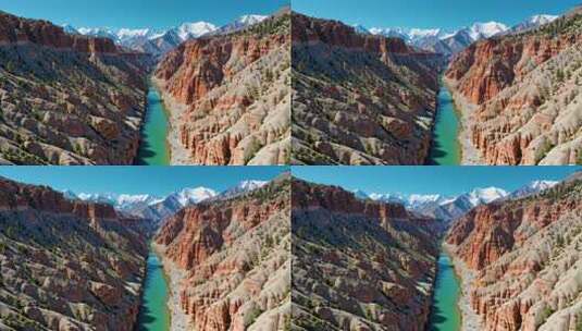 峡谷雪山自然风光全景高清在线视频素材下载