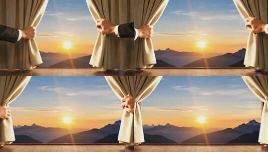 拉开窗帘希望概念励志视频高清在线视频素材下载