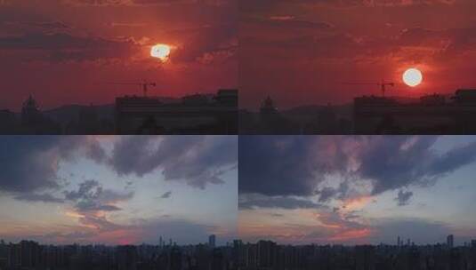 长沙岳麓山火红大气落日【延时套组】高清在线视频素材下载