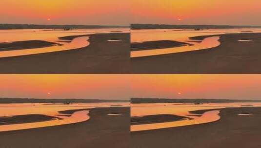 黄河落日自然风景航拍高清在线视频素材下载