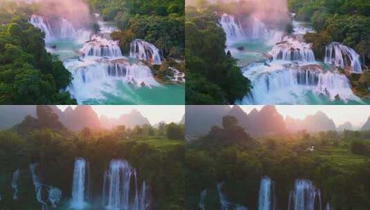 高山流水秘境仙境瀑布高清在线视频素材下载
