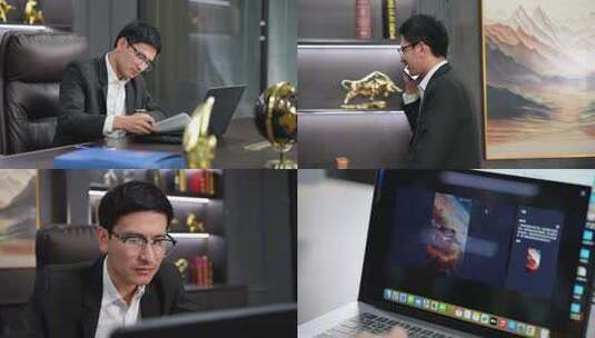 商务男士创业者日常办公高清在线视频素材下载