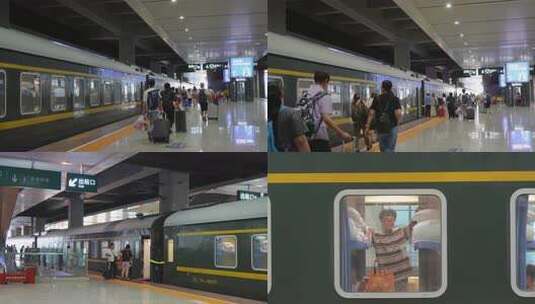 赶绿皮火车卧铺形形色色外出的人高清在线视频素材下载